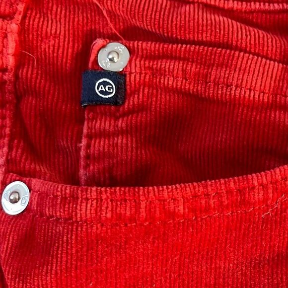 AG The Stevie Ankle Red Corduroy Cropped Jeans - Picture 10 of 12